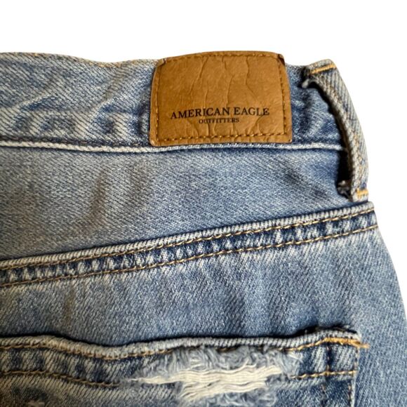 American Eagle Jean Shorts Junior 0  Blue High Rise Distressed Cotton (Sz0 W26) - Picture 8 of 14